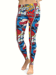 Colorblock Letter Print Fitness Leggings
