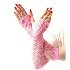 Y2K Punk Style Long Fingerless Fishnet Gloves for Parties