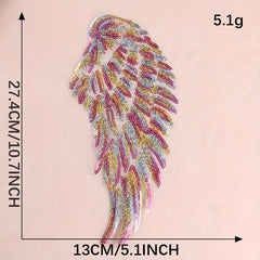 Beaded Embroidery Sequins Feather Wings Patch For Girls Clothing DIY