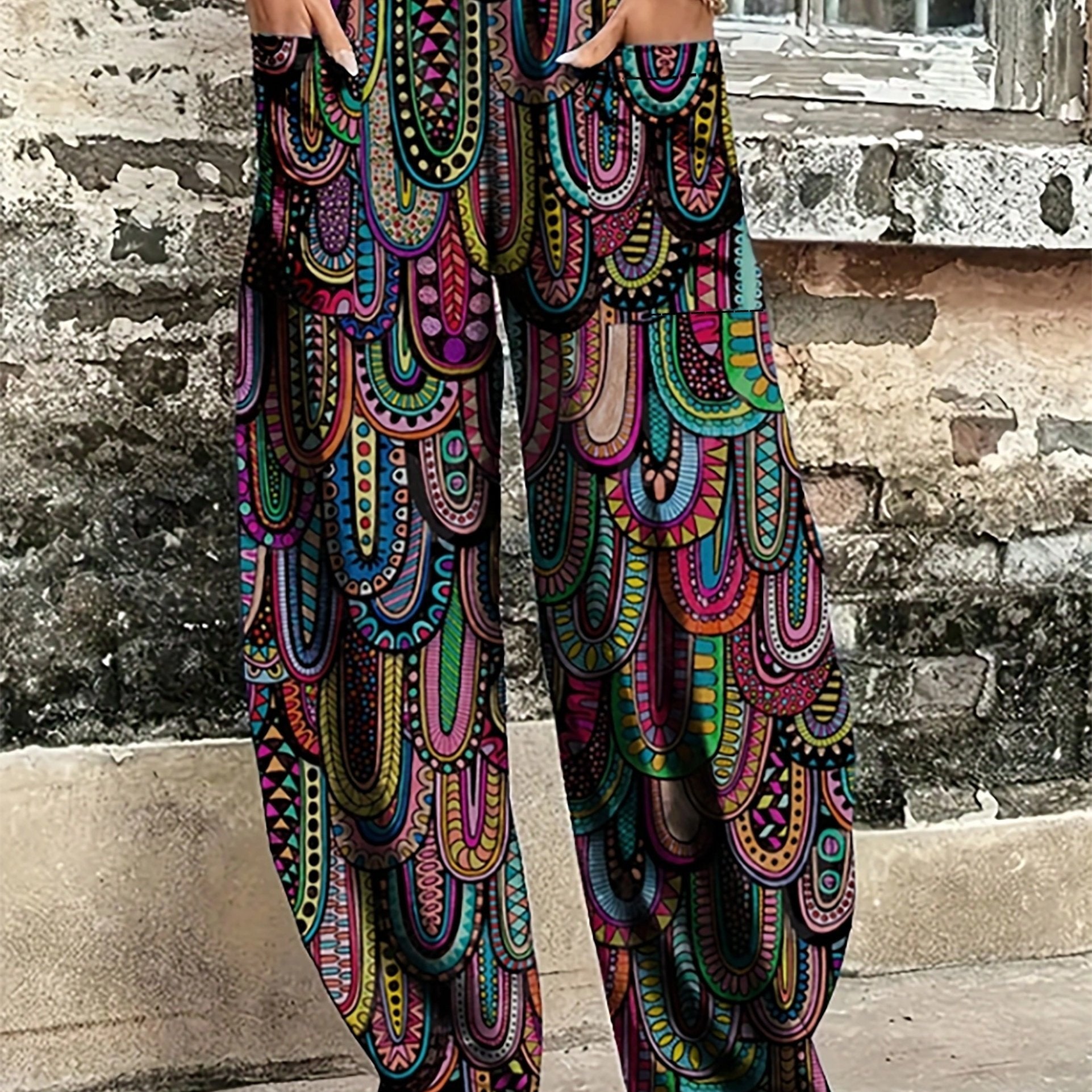 Paisley Print Wide Leg Harem Trousers