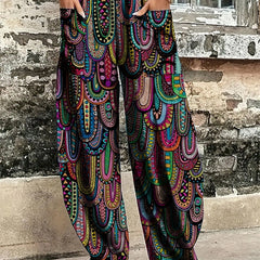 Paisley Print Wide Leg Harem Trousers