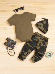 Baby Boys Casual MAMA S BOY Romper & Camouflage Pants Set