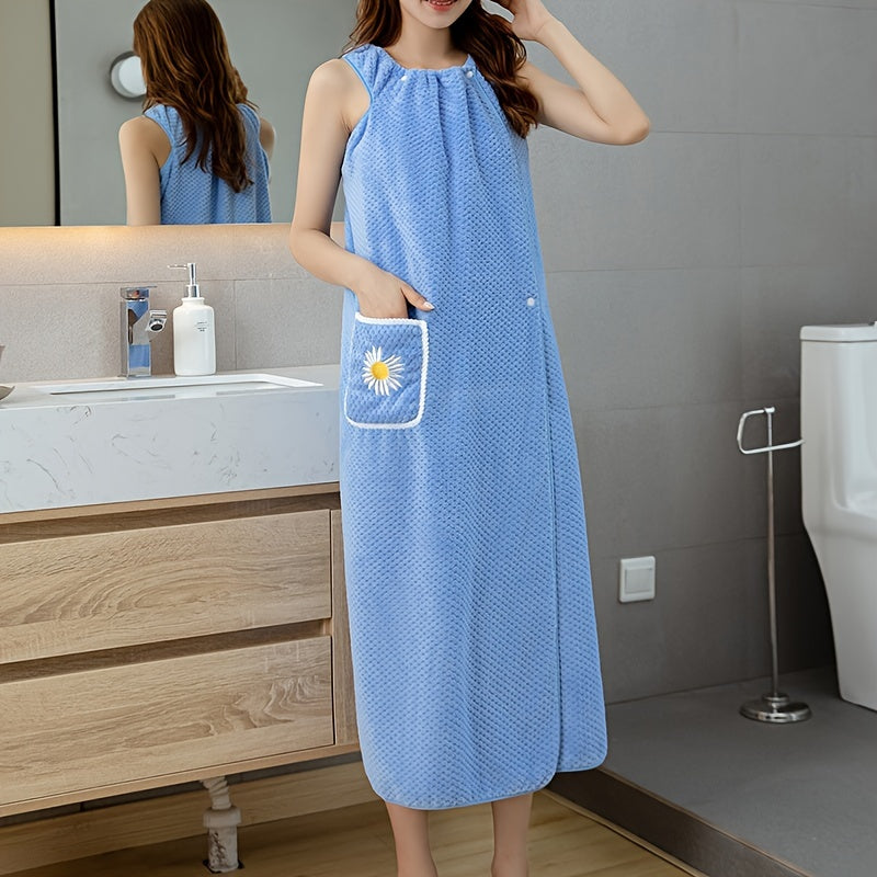 Adults Flower Pattern Bath Skirt, Absorbent & Quick Drying Towel