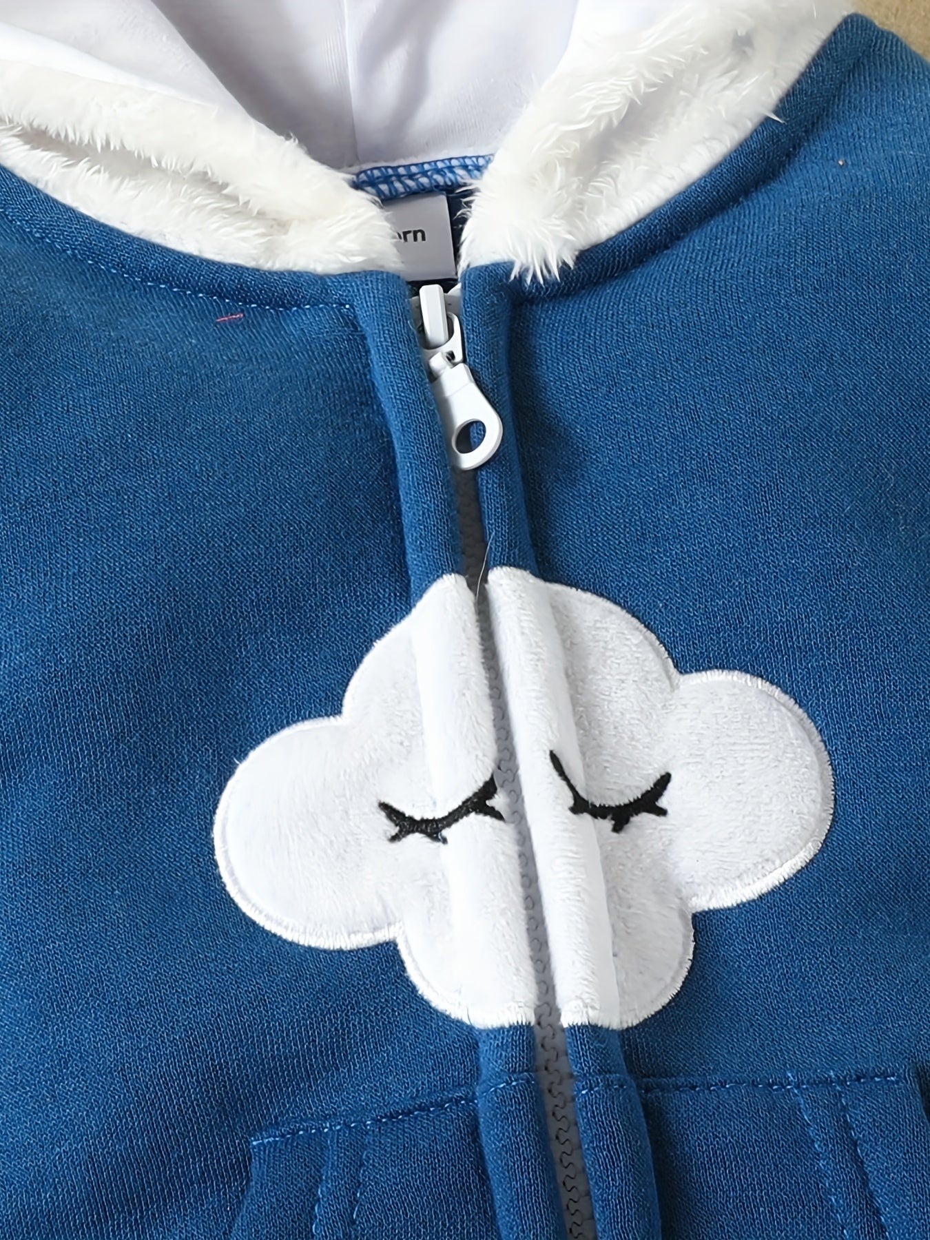 Baby Cloud Hooded Jumpsuit With Ears Fleece Outwear