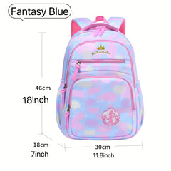 Princess School Backpack Lightweight Waterproof Large Capacity