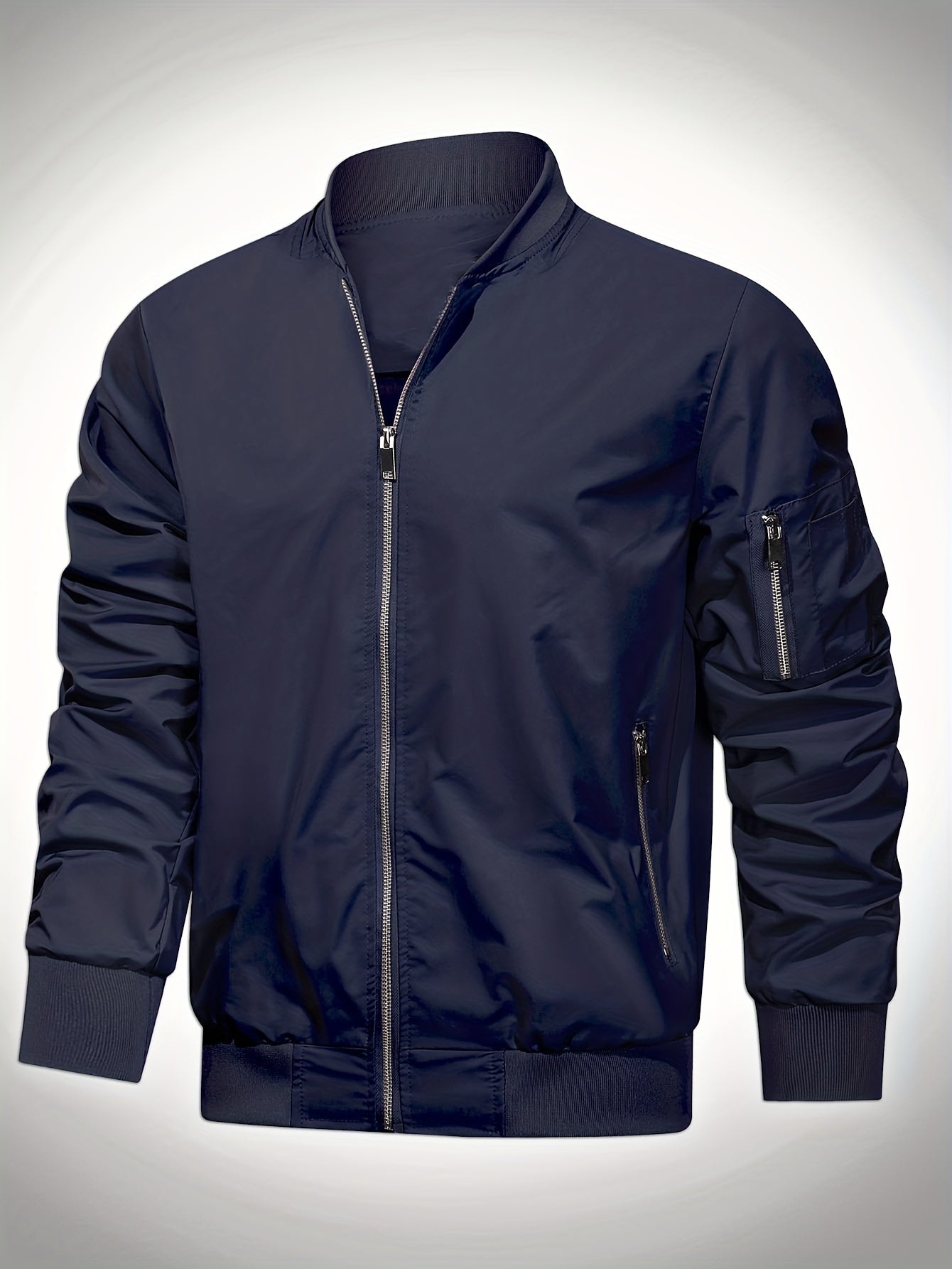 Men's Casual Crew Neck Long Sleeves Jacket Lightweight Windbreaker