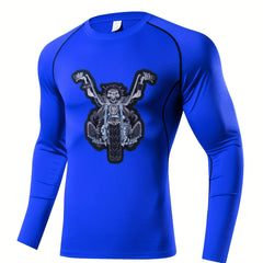 Skeleton Motorcycle Compression Long Sleeve Shirt