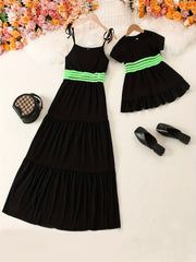 Stripe Pattern Long Dresses Mom & Me Outfit