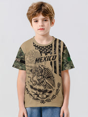 MEXICO Boys Summer Sports T-shirt Round Neck Short Sleeve Casual Top