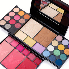 38 Colors Eyeshadow Palette Contour Blush Lip Gloss Brushes Set