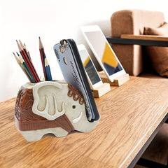 Creative Elephant Pen Holder Phone Holder Resin Ornament Office Stationery