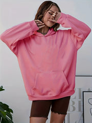 Solid Kangaroo Pocket Hoodie Casual Long Sleeve Hoodies