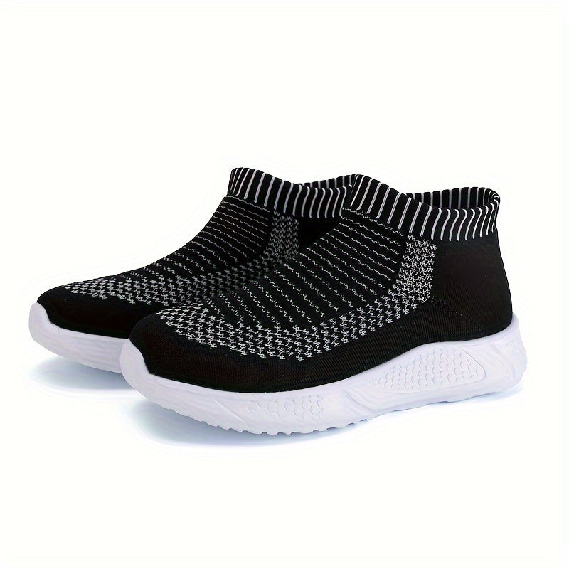 Boy's Woven Knit Breathable Sock Shoes Comfy Non Slip Soft Sole Sneakers
