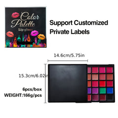 25-Color Professional Lipstick Palette with Shimmer Matte and Finishes