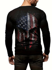 Helmet Print Men's Long Sleeve Novelty T-shirt for Autumn