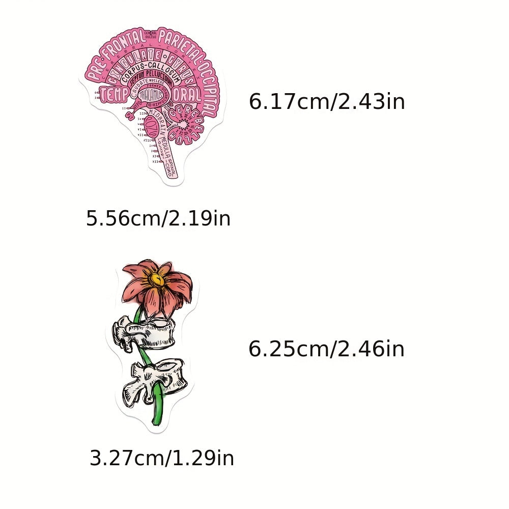 50pcs Anatomy Organ Doodle Stickers for Guitar Laptop Water Cup Luggage Helmet
