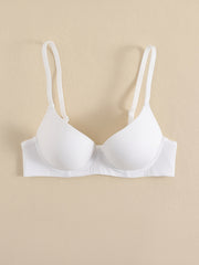 Glossy Mold Cup Push Up Bra Breathable Knitted Fabric Intimates Lingerie