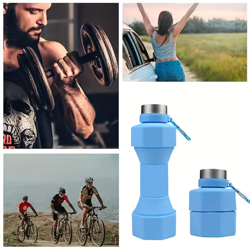 650ml Foldable Dumbbell Shaped Water Bottle Portable Silicone Water Cup