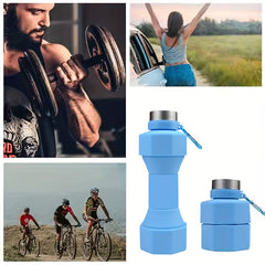 650ml Foldable Dumbbell Shaped Water Bottle Portable Silicone Water Cup