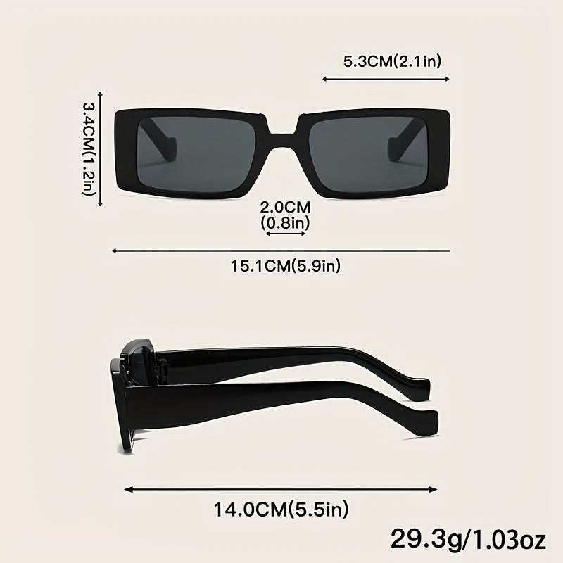 Retro Rectangle Sunglasses 90s Vintage Summer Sun UV400 Protection