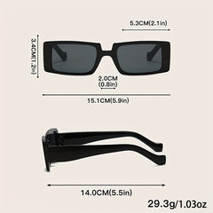 Retro Rectangle Sunglasses 90s Vintage Summer Sun UV400 Protection