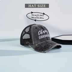 Distressed Baseball Cap Ponytail Embroidered Sports Hat