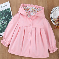 Toddler Girls Floral Lined Hooded Windbreaker Jacket