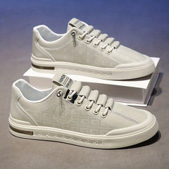 Men's Leather Skate Shoes Good Traction Lace up Sneakers