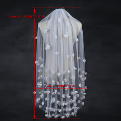 3D Floral Bridal Veil with Accents