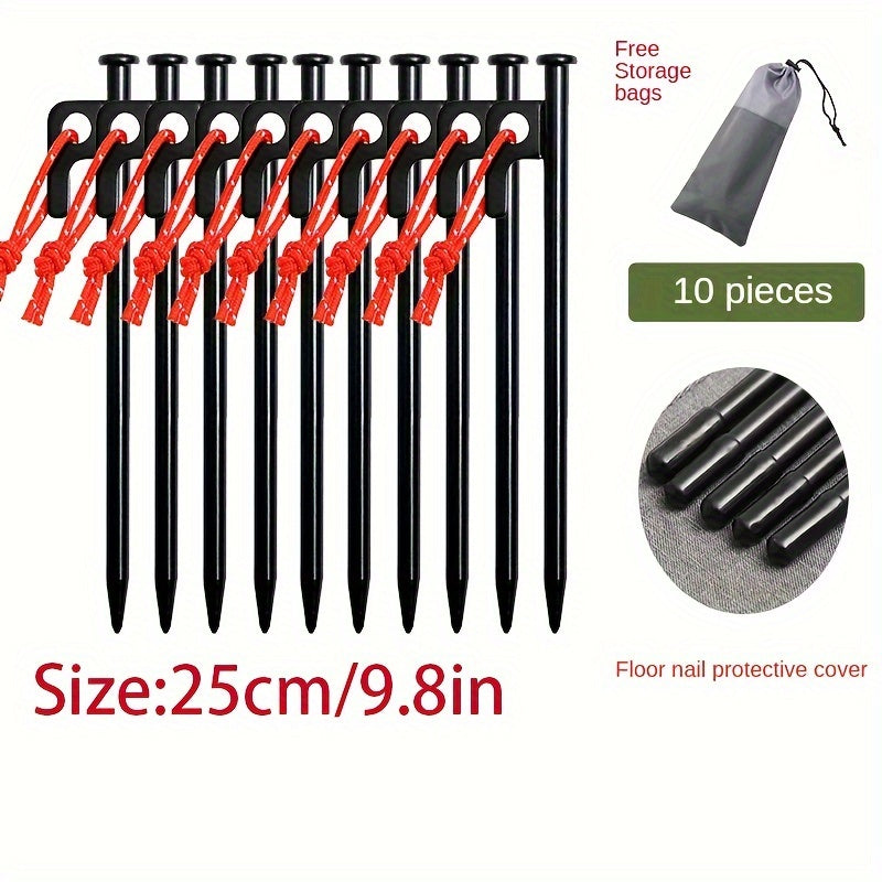 10pcs Ground Nails Nail Cover Bag for Camping Tent Beach Windproof