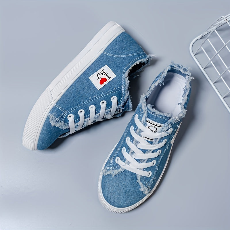Women's Canvas Lace Up Walking Shoes Low Top Sneakers