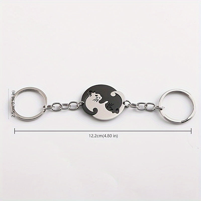 Cat Loving Heart Pendant Keychain for Car Keys Backpacks Wallets