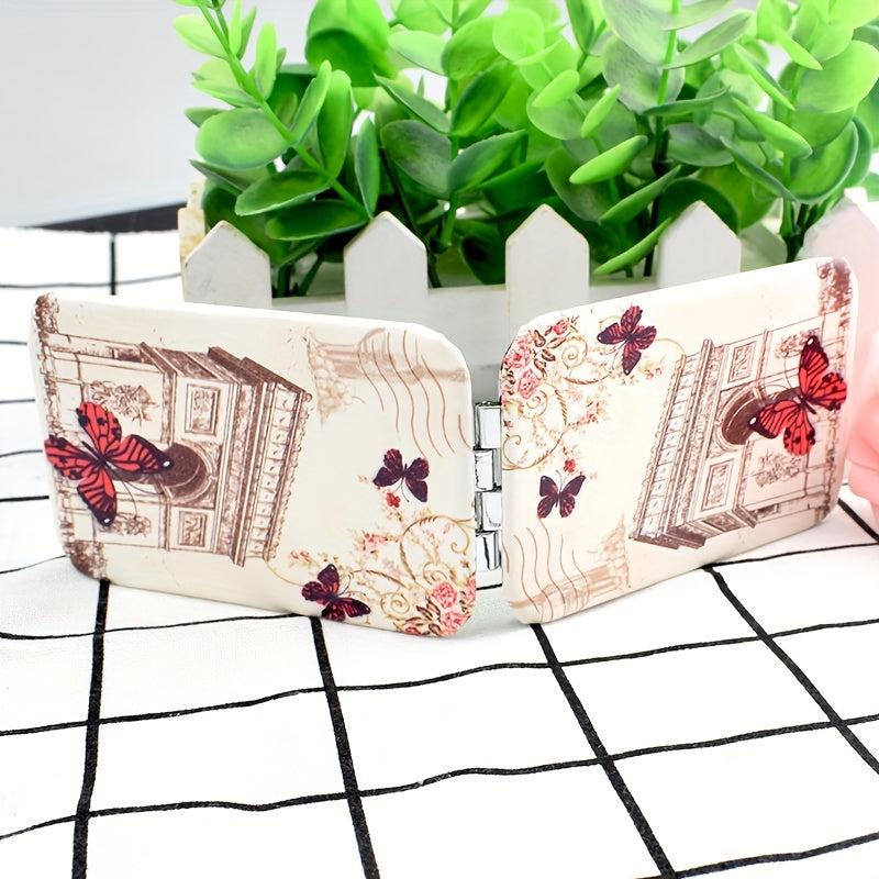 Compact Makeup Mirror Travel Portable PU Vanity Mirror Double Side Beauty Mirror