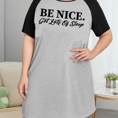 Nightdress Women's Plus Letter Graphic Raglan Short Sleeve