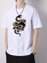 Men's Snack Pattern Print Cotton Crew Neck T-shirt
