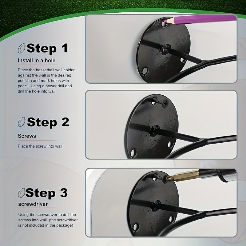 4pcs Wall Mounted Ball Storage Display Rack Metal Ball Holder For Various Balls