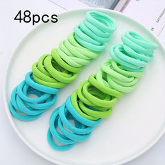 48pcs Colorful Elastic Hair Ties Set for Girls