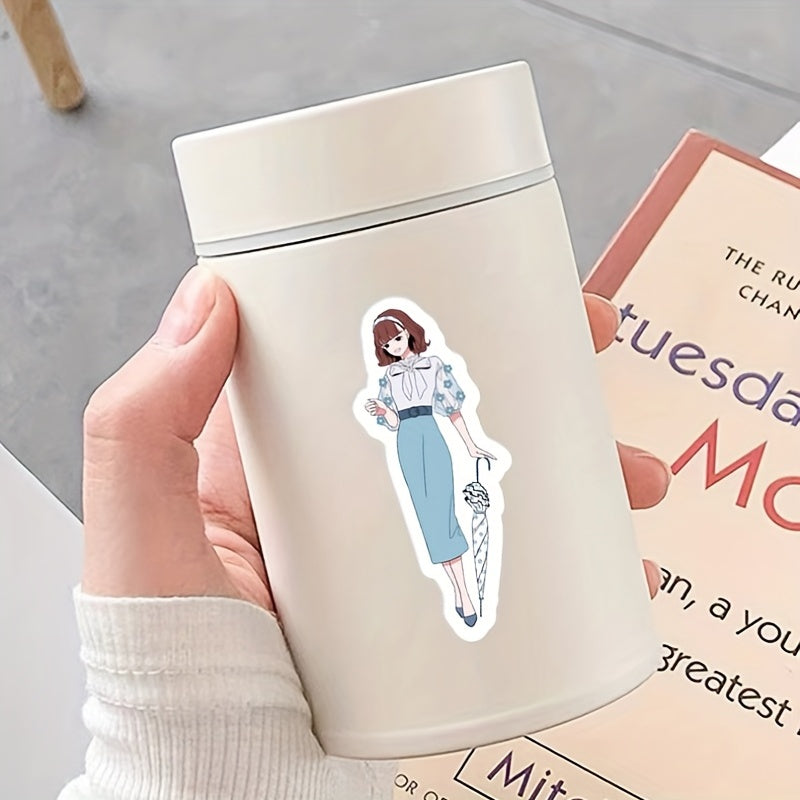 50 Waterproof Cartoon Stickers for Notebooks and Water Bottles
