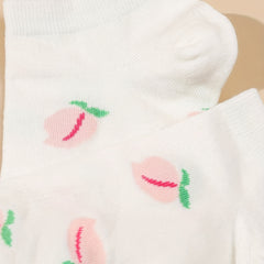 5 Pairs Cartoon Fruit Print Socks & Lightweight Ankle Socks