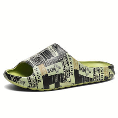 Men's Vintage Graphic Print Slip On Slides Casual Outdoor Slippers
