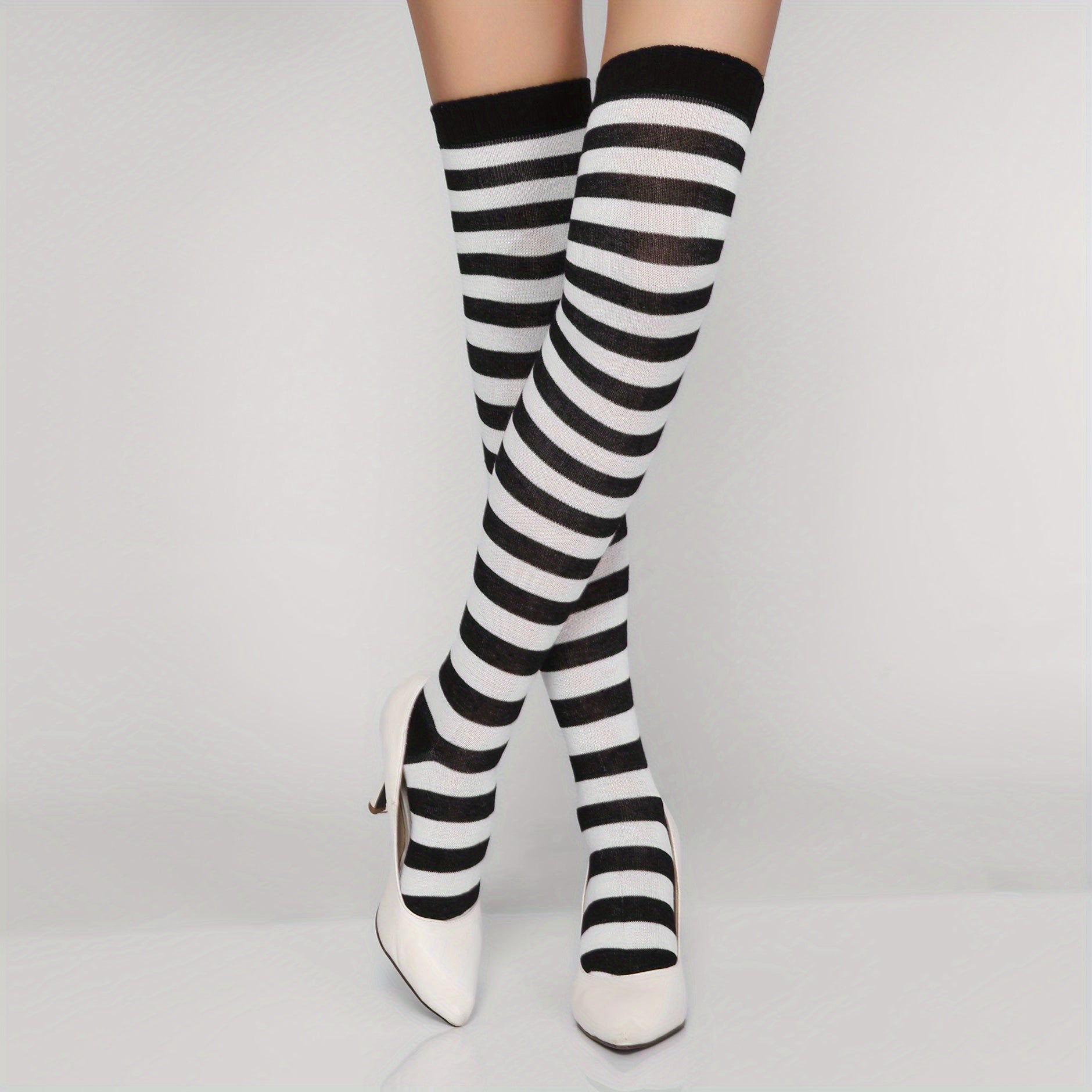 Rainbow Striped Thigh High Socks Cosplay Party Over The Knee Socks