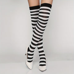 Rainbow Striped Thigh High Socks Cosplay Party Over The Knee Socks