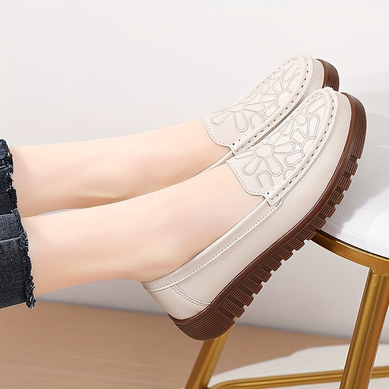 Women's Embroidered Loafers Soft Sole Casual Walking Flats
