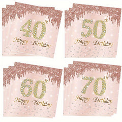 20pcs Rose Golden Cheers To 40 50 60 70 Years Wedding Anniversary Napkins