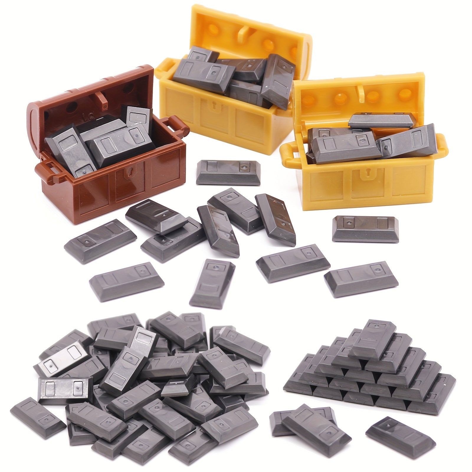 116pcs Pirate Treasure Building Set with Golden Brick Bars and Chest