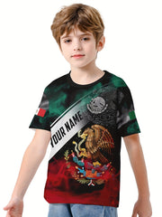 Mexico Flag 3D Print Boys Tee Lightweight Round Nec