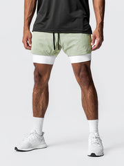 Men's 2-Layer Gym Running Shorts with Pockets Quick Dry Workout Shorts