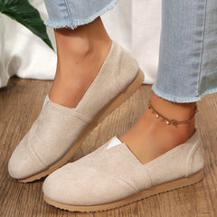 Women's Round Toe Slip On Flat Loafers Micro Suede Shoes