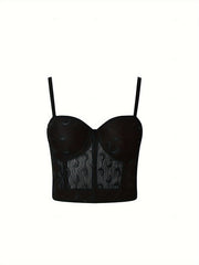 Mesh Cami Corset Bustier Moon Print Push Up Body Shaper