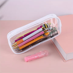 Double sided Transparent Pencil Case Student Stationery Storage Bag
